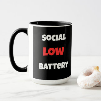 Sociaal Batterij Laag Grappige Koffiemok -Zwart&Wi Mok