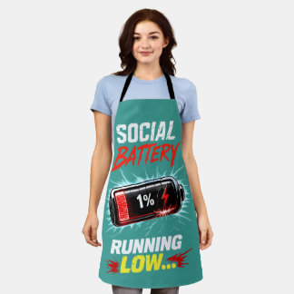 Sociaal Batterij Loopt Leeg Grappig Introvert T-sh Schort