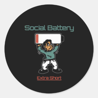 Sociaal batterij T-shirt Ronde Sticker