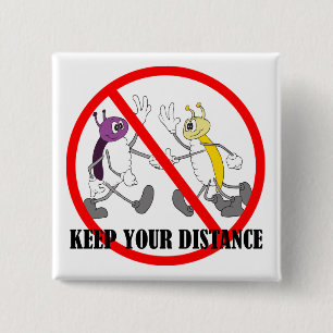 Sociaal Distantie Covid-19 Coronavirus Vierkante Button 5,1 Cm