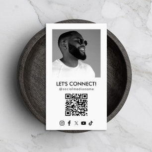 Sociaal Media QR-code Voeg Foto Toe Witte Vertical Visitekaartje