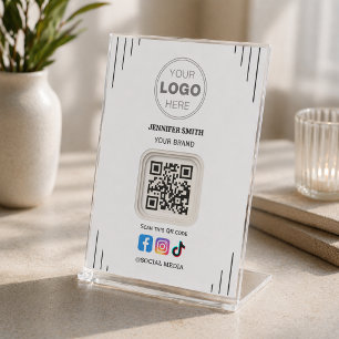Sociaal Media Zakelijke Kaart   Instagram Facebook Reclamebord Met Voetstuk
