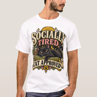 Sociaal Vermoeide Kat Goedgekeurd Vintage T-Shirt