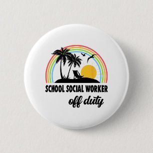 Sociaal werker buiten dienst regenboog einde schoo ronde button 5,7 cm