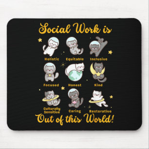 Sociaal werker kat grappige spreuk katten meme soc muismat