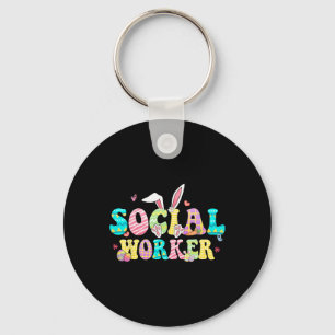 Sociaal werker op school Happy Pasen Konijn Eieren Sleutelhanger