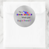 Sociaal Werker Superheld Leuk Ontwerp Ronde Sticker (Tas)