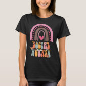 Sociaal werkers Groovy Retro Regenboog T-shirt (Voorkant)