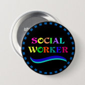 Sociaal werkers, kleurrijk tekstontwerp ronde button 7,6 cm (Voorkant /achterkant)