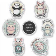 Social Batterijniveaus Sticker | Introvert Humor