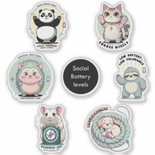 Social Batterijniveaus Sticker   Introvert Humor 
