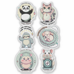 Social Batterijniveaus Stickerblad Introvert Hum Sticker