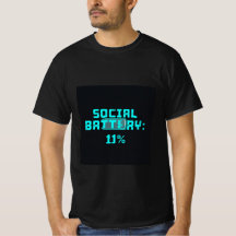 Social Battery 1 %– Glitch Art Gen Z Humor T-shirt