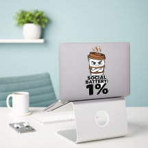 Social Battery 1% Grappige Introvert Sticker