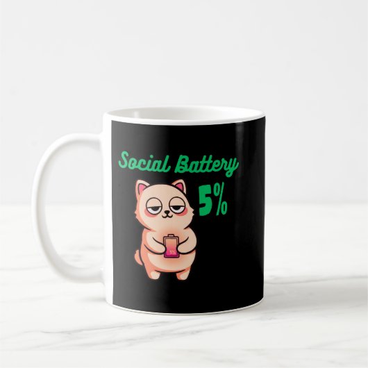 Social Battery 5% Coffee Mug for Quiet Mornings Koffiemok (Links)