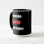 Social Battery Low Funny Coffee Mug -Black&White (Devant gauche)