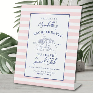 Social Club Preppy Vrijgezellenfeest Welkomstbord Reclamebord Met Voetstuk