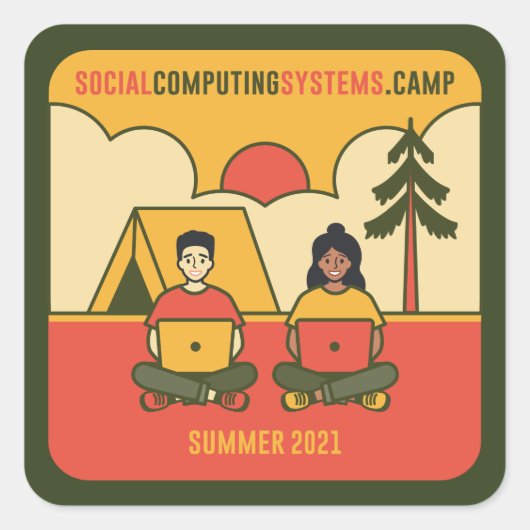 Social Computing Systems Camp 2021 Vierkante Sticker (Voorkant)