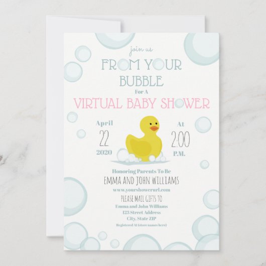 Social Distancing Bubble Virtual Baby shower Kaart (Voorkant)