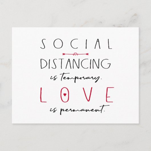 Social distancing coronavirus liefde typografie briefkaart (Voorkant)