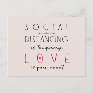 Social distancing coronavirus liefde typografie briefkaart