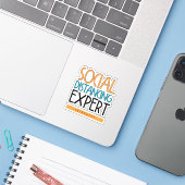 Social Distancing Expert Introvert Sticker (Laptop met iPhone)
