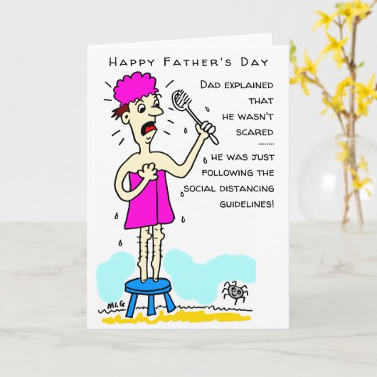 Social Distancing Funny Spider Vaderdag Kaart (Gele Bloem)