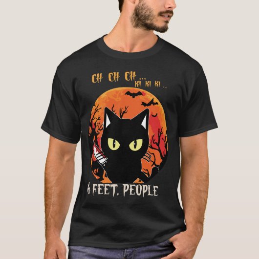 Social distancing Halloween Kat Coronavirus T-shirt (Voorkant)