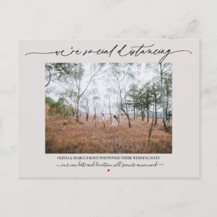 Social Distancing Wedding Uitstel Bord Mauve Briefkaart