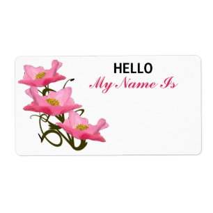 Social Group Meeting Poppies Hello Paper Name Tag Etiket