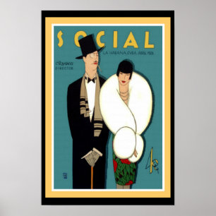 Social La Habana Art Déco Poster 13 x 19