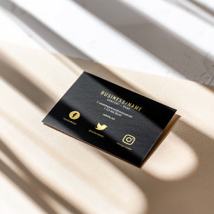Social media Bold zwart en luxe goud Visitekaartje