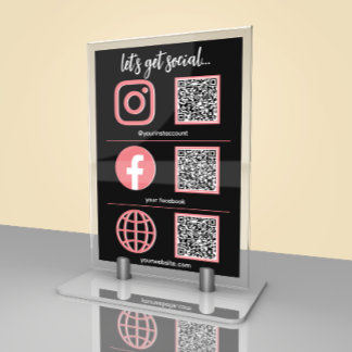 Social Media Bord | QR Code Zakelijke Tafelkaart  Kaart