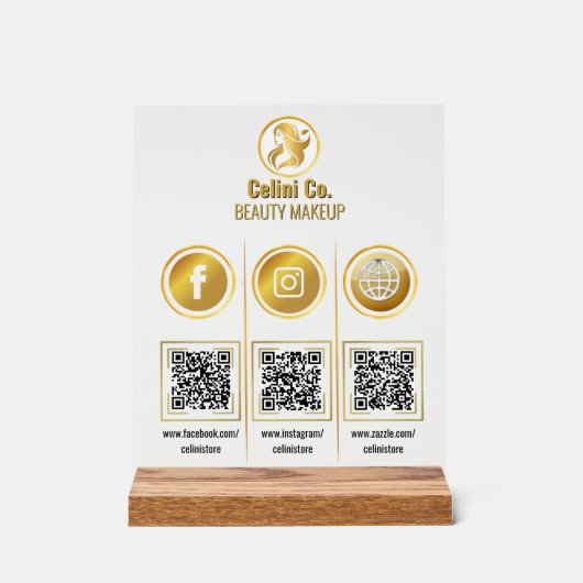 Social Media Code QR - Signal acrylique - Plate-fo (Recto)