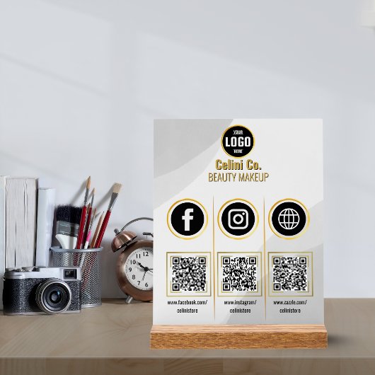 Social Media Code QR signature acrylique - Beauté
