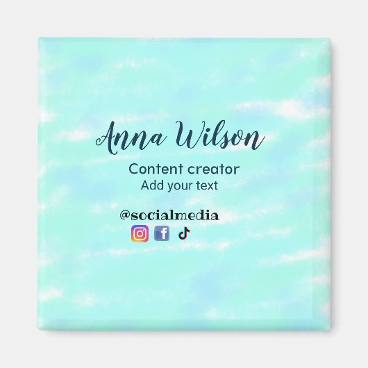 Social media content creator blauw groen Voeg naam Magneet (Voorkant)