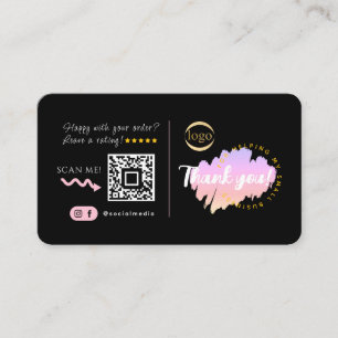 Social Media Custom QR Code Logo Bedankt Zwart Visitekaartje