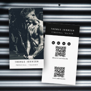 Social Media Fitness Influencer 2 QR Codes Foto Visitekaartje