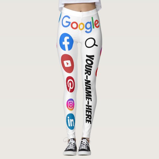 Social Media Google Zoeken Tab Aangepaste Leggings (Voorkant)