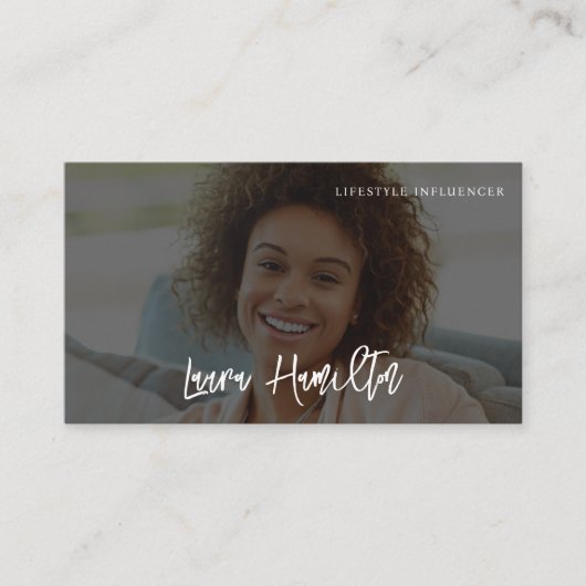 Social media influencer foto qr code modern zwart visitekaartje (Voorkant)