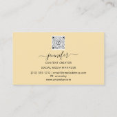 Social Media Manager Content Creator QR Geel Visitekaartje (Achterkant)