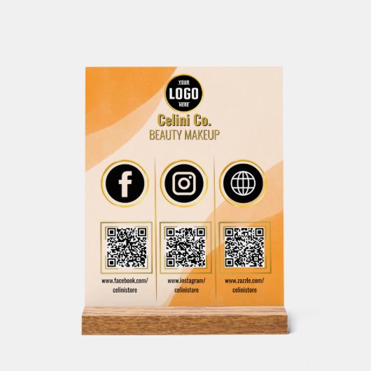 Social Media QR Code Acryl Sign - Aangepaste schoo Bord (Voorkant)