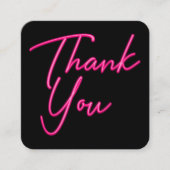 Social Media QR Code Business Neon Roze Dank u Vierkante Visitekaartje (Voorkant)