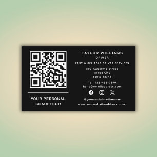 Social Media QR Code Chauffeur Service Taxichauffe Visitekaartje