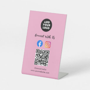Social Media QR-code Instagram Facebook Tafelmod Reclamebord Met Voetstuk