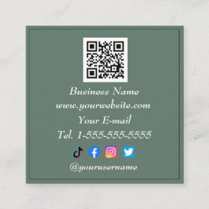 Social media QR Code Logo Influencer Sage Groen Vierkante Visitekaartje