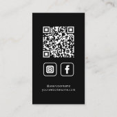 Social Media QR Code Logo Minimalistisch Zwart Visitekaartje (Achterkant)