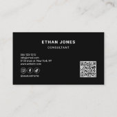 Social Media QR Code Logo Verfijnd Zwart Visitekaartje (Achterkant)