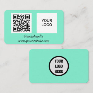 Social media QR Code Mint Green Professional Visitekaartje