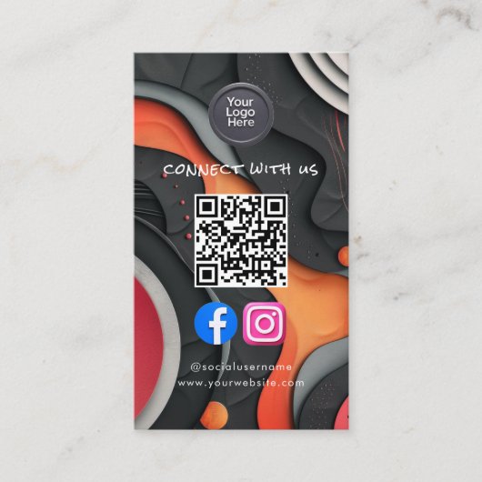 Social Media QR Code Modern Pro Minimalist Sleek B Visitekaartje (Voorkant)